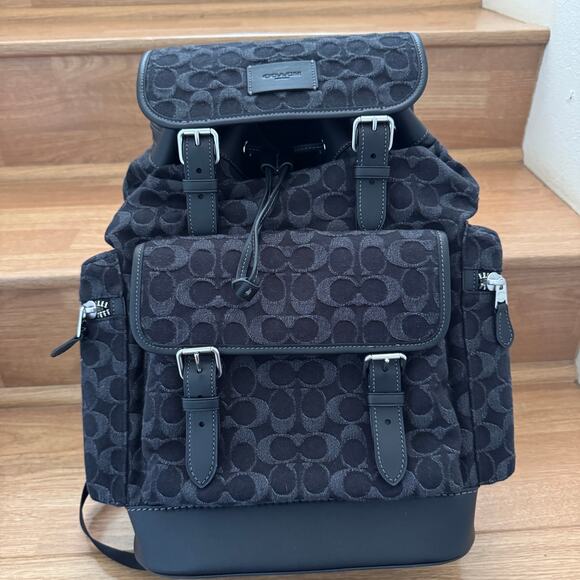 Coach Sprint Backpack In Signature Denim Men’s Style No. CAJ57 In Black - Picture 1 of 9